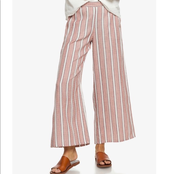 Roxy Pants - Roxy Striped Boho Beach Gauze Wide Leg Pants sz L